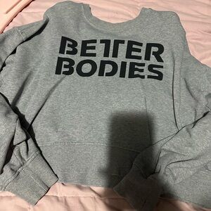 Better Bodies Gray Logo cropped Sweatshirt